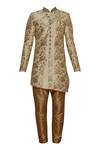 Buy_Arihant Rai Sinha_Beige Embroidered Sherwani Set_Online_at_Aza_Fashions