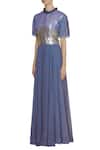Eclat by Prerika Jalan_Blue Gown With Embroidered Jacket _Online_at_Aza_Fashions