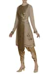 Buy_Eclat by Prerika Jalan_Beige Embroidered Jacket With Kurta And Dhoti Pants _at_Aza_Fashions