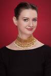 Shop_Just Shradhas_Gold Plated Bead Kundan Choker _at_Aza_Fashions