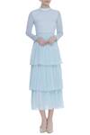 Buy_Ankita_Blue Layered Tie Up Neck Dress_at_Aza_Fashions
