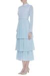 Shop_Ankita_Blue Layered Tie Up Neck Dress_Online_at_Aza_Fashions