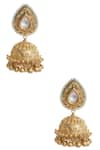 Buy_Zevar by Geeta_Gold Plated Kundan And Bead Jhumkas_at_Aza_Fashions