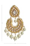 Shop_Zevar by Geeta_Gold Plated Kundan And Bead Earrings_Online_at_Aza_Fashions