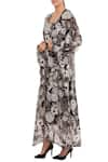 Masaba_Black Printed Floral Dress With Jacket_Online_at_Aza_Fashions