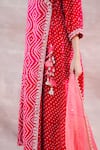 Buy_Label Mansi Nagdev_Red Chanderi Silk Printed Bandhani V Neck Falak Angrakha Set _Online_at_Aza_Fashions