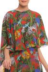 Shop_Masaba_Orange Printed Tunic Cape Set_Online_at_Aza_Fashions