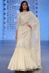 Buy_Rabani & Rakha_Off White Hand Embroidered Lehenga Saree _at_Aza_Fashions