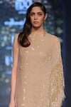 Rabani & Rakha_Gold Embellished Cape Gown  _Online_at_Aza_Fashions