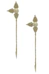 Buy_Flower Child by Shaheen Abbas_Gold Plated Textured Earrings_at_Aza_Fashions