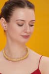 Shop_Flower Child by Shaheen Abbas_Gold Plated Textured Choker_at_Aza_Fashions