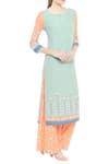 Soup by Sougat Paul_Blue Round Printed Kurta Palazzo Set _Online_at_Aza_Fashions