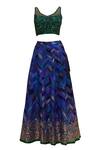 Buy Priyanka Raajiv Blue Embroidered Blouse With Maheshwari Lehenga Set Online at Aza Fashions Buy_Priyanka Raajiv_Blue Embroidered Blouse With Maheshwari Lehenga Set _Online_at_Aza_Fashions