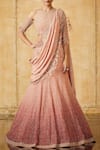 Buy_Tarun Tahiliani_Pink Embroidered Lehenga Saree Set_at_Aza_Fashions