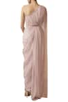 Shop_Tarun Tahiliani_Pink One Shoulder Draped Gown _at_Aza_Fashions