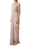 Tarun Tahiliani_Pink One Shoulder Draped Gown _Online_at_Aza_Fashions