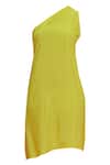 Shop_Vedika M_Yellow One Shoulder Cowl Draped Dress _Online_at_Aza_Fashions