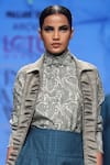 Arcvsh by Pallavi Singh_Grey Printed Top With Skirt And Jacket  _Online_at_Aza_Fashions