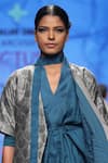 Arcvsh by Pallavi Singh_Blue Printed Dress With Quilted Jacket _Online_at_Aza_Fashions