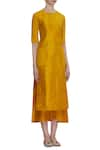 Pinki Sinha_Yellow Round Pure Rawsilk Kurta With Pants _Online_at_Aza_Fashions