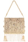 Puneet Gupta_Gold Laser Cut Tassel Detail Clutch_Online_at_Aza_Fashions