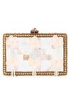 Buy_Puneet Gupta_Beige 3d Sequins Flowers Embellished Clutch_at_Aza_Fashions