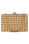 Shop_Puneet Gupta_Beige 3d Sequins Flowers Embellished Clutch_at_Aza_Fashions