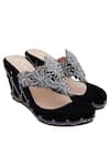 Buy_NIDHI BHANDARI_Black Cutdana And Crystal Embroidered Cutwork Wedges _at_Aza_Fashions