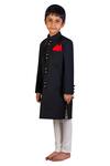 Little Stars_Black Sherwani Set _Online_at_Aza_Fashions