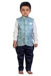 Buy_Little Stars_Blue Printed Nehru Jacket _at_Aza_Fashions