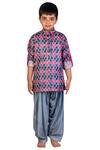Buy_Little Stars_Blue Printed Kurta With Dhoti Pants _at_Aza_Fashions
