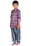Little Stars_Blue Printed Kurta With Dhoti Pants _Online_at_Aza_Fashions