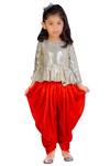 Buy_Little Stars_Silver Sequin Top With Dhoti Pants _at_Aza_Fashions