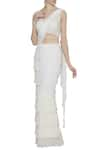 Buy_ARPAN VOHRA_Off White Georgette V Neck Pre-draped Lehenga Saree With Blouse _at_Aza_Fashions