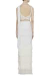 Shop_ARPAN VOHRA_Off White Georgette V Neck Pre-draped Lehenga Saree With Blouse _at_Aza_Fashions