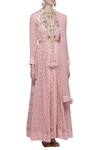 Shyam Narayan Prasad_Pink Block Print Anarkali Set_Online_at_Aza_Fashions