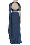 Shop_Nidhika Shekhar_Blue Round Pre-pleated Skirt Saree _at_Aza_Fashions