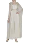 Buy_Nidhika Shekhar_White Embellished Cape Jumpsuit _at_Aza_Fashions