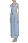 Buy_Nidhika Shekhar_Blue V Neck Embroidered Jumpsuit _Online_at_Aza_Fashions