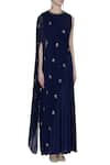 Nidhika Shekhar_Blue Round Jumpsuit With Embroidered Cape _Online_at_Aza_Fashions