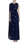 Buy_Nidhika Shekhar_Blue Round Jumpsuit With Embroidered Cape _Online_at_Aza_Fashions