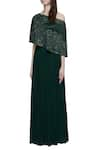 Mahima Batra_Green Embroidered Cape With Skirt  _Online_at_Aza_Fashions