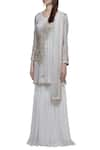 Mahima Batra_White Round Embroidered Kurta Sharara Set  _Online_at_Aza_Fashions