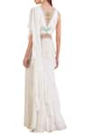 Shop_Limerick by Abirr N' Nanki_Off White V Neck Pre-draped Peplum Saree Gown _at_Aza_Fashions