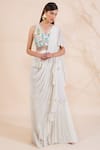 Buy_Limerick by Abirr N' Nanki_Off White Pre-draped Peplum Saree Gown_at_Aza_Fashions