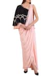 Limerick By Abirr N' Nanki_Pink Pre-draped Cape Saree_Online_at_Aza_Fashions