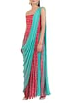 Buy_Limerick by Abirr N' Nanki_Blue Pre-draped Pant Saree With Top _Online_at_Aza_Fashions