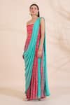 Buy_Limerick by Abirr N' Nanki_Blue Pre-draped Pant Saree With Top _at_Aza_Fashions