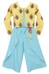 Buy_Fayon Kids_Blue Crop Top With Jacket And Pants _at_Aza_Fashions