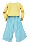 Shop_Fayon Kids_Blue Crop Top With Jacket And Pants _at_Aza_Fashions
